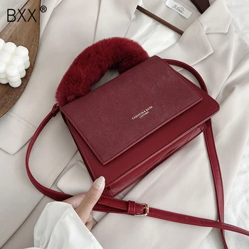 

[BXX] Scrub PU Leather Flap Bags For Women 2020 Winter Trendy Crossbody Shoulder Handbags Branded Ladies Travel Hand Bag HO661