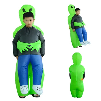 

New Inflatable Costume Green Alien Adult Kids Funny Blow Up Suit Party Fancy Dress Unisex Costume Halloween Costume For Boy Girl