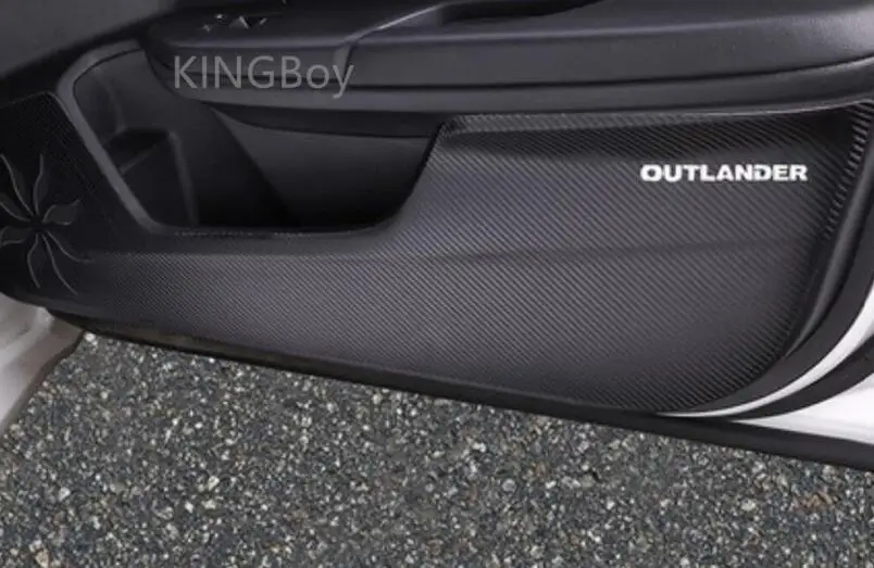 2013- для mitsubishi outlander дверь kick устойчивый автомобиль для интерьера автомобиля из углеродного волокна кожа защитная накладка