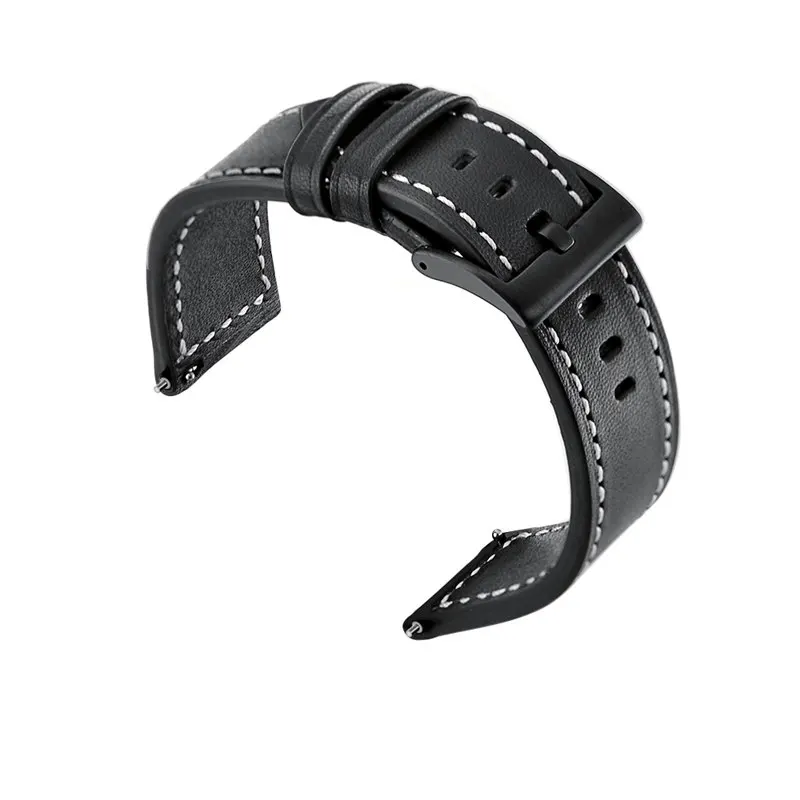 22 мм ремешок для часов из натуральной кожи для samsung Galaxy Watch 46 мм gear S3 Classic/Frontier Ремешки для наручных часов для huawei Watch GT 2 - Цвет ремешка: Black 1