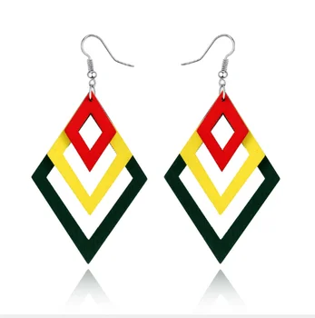 

Natural Wood Circle Geometric Round Rectangle Multilayer Square Hollow Drop Earrings 1Pair Big Graceful Wooden Multicolor