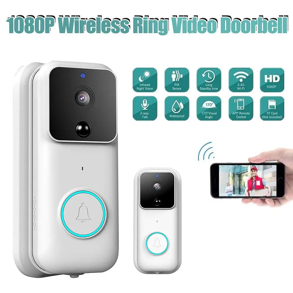

Smart Doorbell Camera 1080P Wireless Call Intercom Video-Eye Ring Video Doorbell Camera WiFi Security Phone Bell Intercom