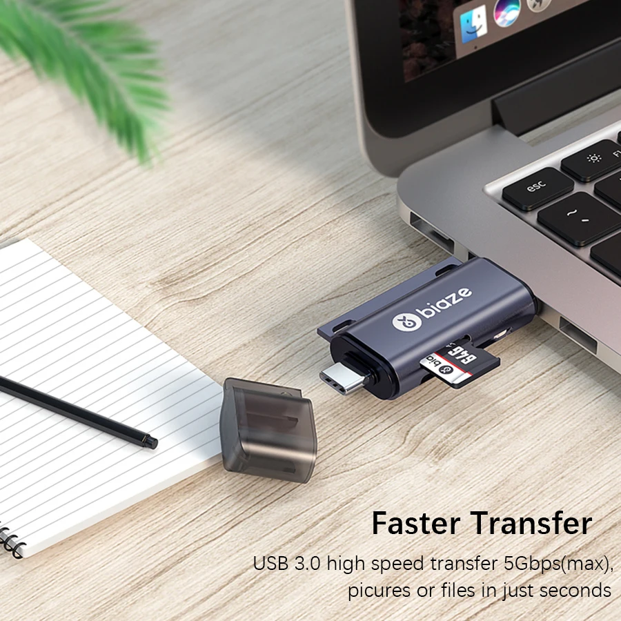 Biaze USB-C кард-ридер USB 2,0 Micro SD TF карты OTG карта памяти адаптер для ПК ноутбуков телефонов Тип C Micro USB SD кард-ридер