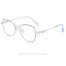 Металлические новые многоугольные ретро плоские зеркальные модные изысканные литературные очки в оправе могут быть оснащены очками для близорукости