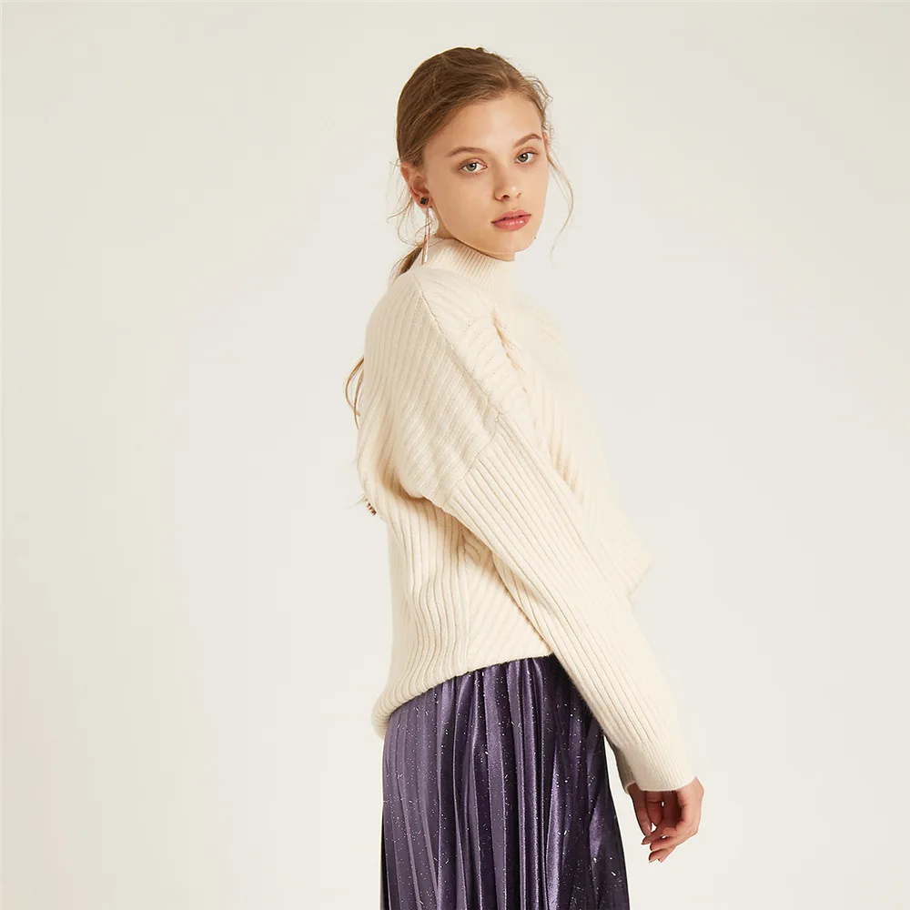 Осенне-зимний женский вязаный свитер в Корейском стиле, в полоску, однотонный цвет, MD8320040