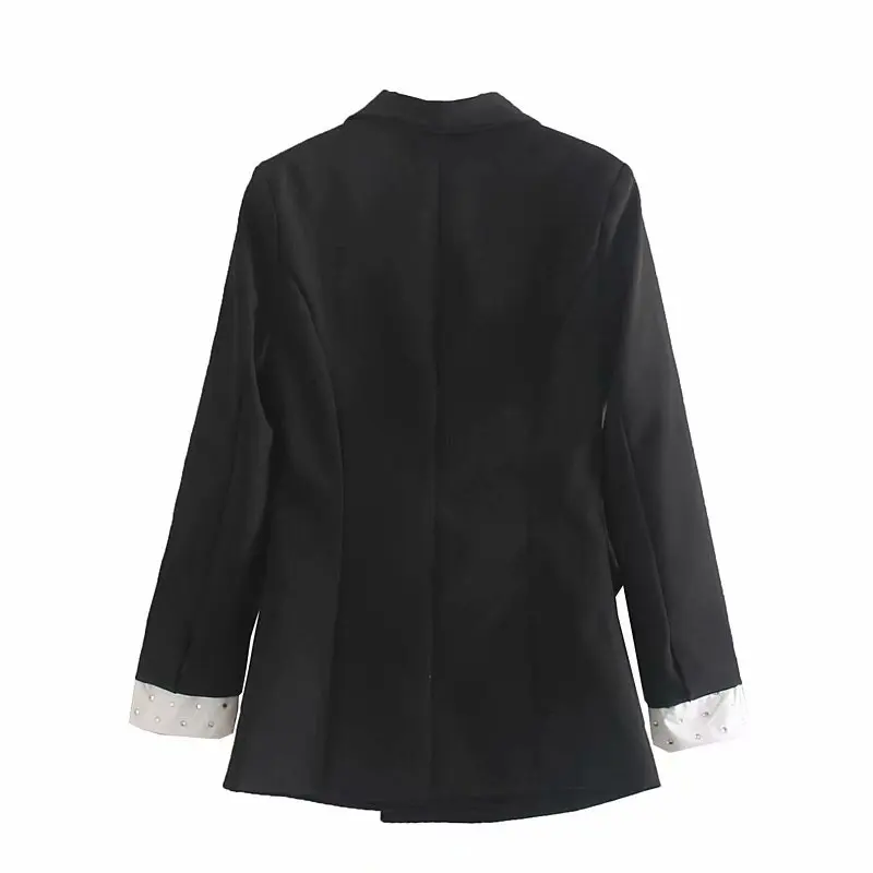 Autumn Winter Women Vintage Black Black Jacket 2020 New Fashion Ladies Double Breasted Slim Suit Coat