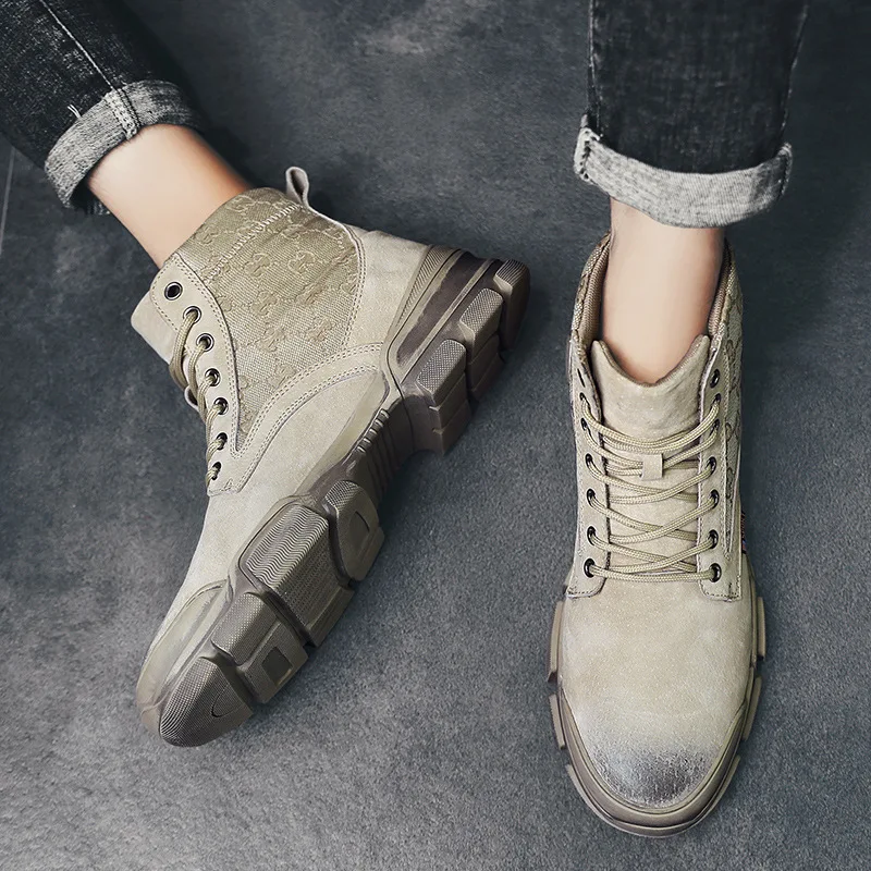 

Martin Boots Men's Autumn 2019 New Style England High Shoes Men Worker Boot Extra High Combat Boots Genuine Leather Fashionable