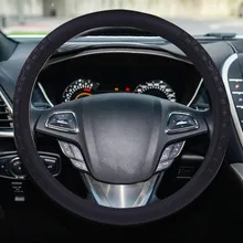 Pu кожаный чехол для рулевого колеса автомобиля черный узор личи с двухсторонней толстой пеной прокладки M размер подходит для 38 см/1" Универсальный