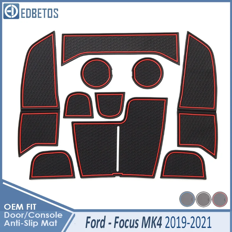 Противоскользящий коврик для Ford Focus 4 MK4 Focus ST RS Focus IV Аксессуары ворота слот подставка противогрязный Коврик для двери - Название цвета: Focus4 19-21 Red