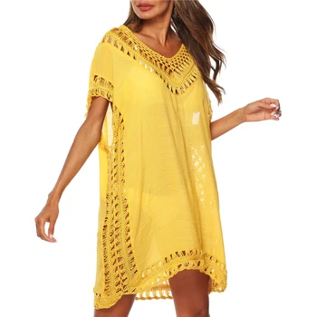 

Summer Short Sleeve Cover-Ups Women Bathing Suit Bikini Cover Up Beach Dress Swimwear Swimsuit Dress