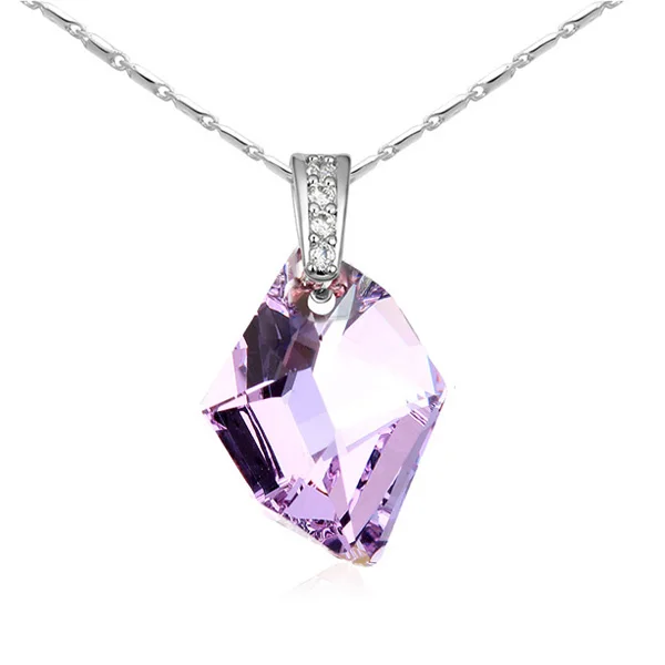 Классическое космическое ожерелье с подвеской, кристаллы от Swarovski для женщин, Серебряное ювелирное ожерелье макси, подарок на День святого Валентина для влюбленных - Окраска металла: Violet