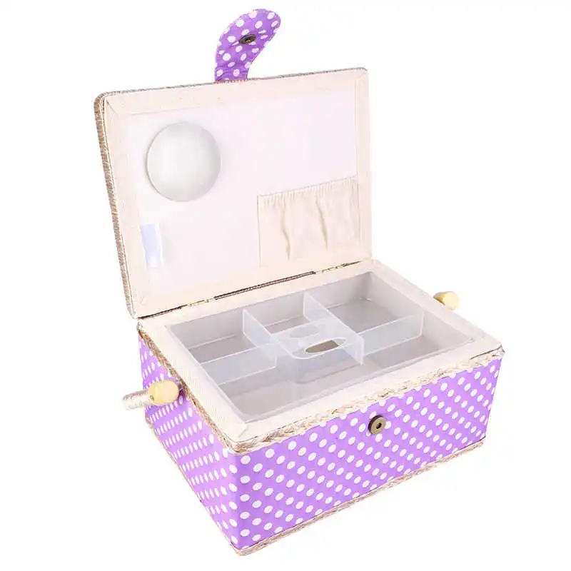3 Colors Handmade Sewing Basket Household Fabric Craft Thread Needle Storage Box Organizer Flip Type Sewing Accessories storage bag storage box plastic storage box storage container sewing kit