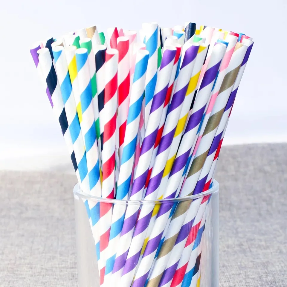 25pcs Paper Straws Disposable cutlery Kitchen accessories Wedding Birthday party decorations