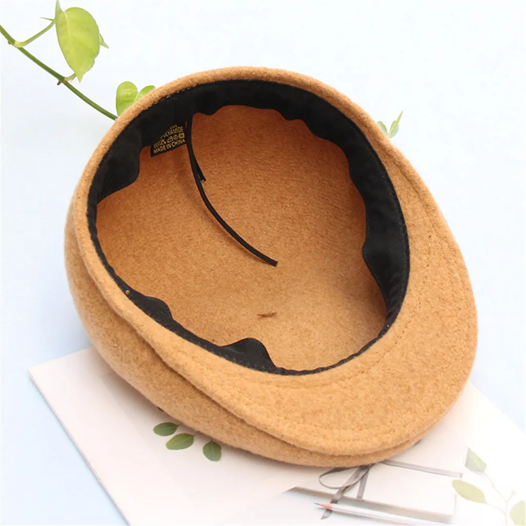 Модные женские береты во французском стиле, дикие фетровые шапки, шапки художника, художника, газетчика, Уличная Повседневная простая Кепка с козырьком, casquette# D