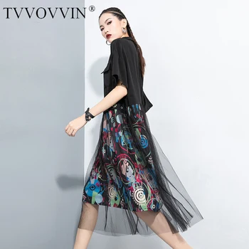 

loose Women Black Pattern Printed Mesh Big Size Shirt Dress Lapel Half Sleeve Loose Fit Fashion Spring Summer 2020 4J3J