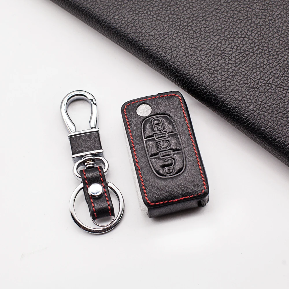 Wear resistant leather car key case keyboard cover for Citroen C2 C3 C4 C5 Picasso Xsara C6 C8 3 buttons remote control | Автомобили и