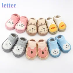 0 24 meses de moda bebê meninas meninos dos desenhos animados não deslizamento algodão da criança chão meias padrão animal primeiro walker sapatos para recém nascidos