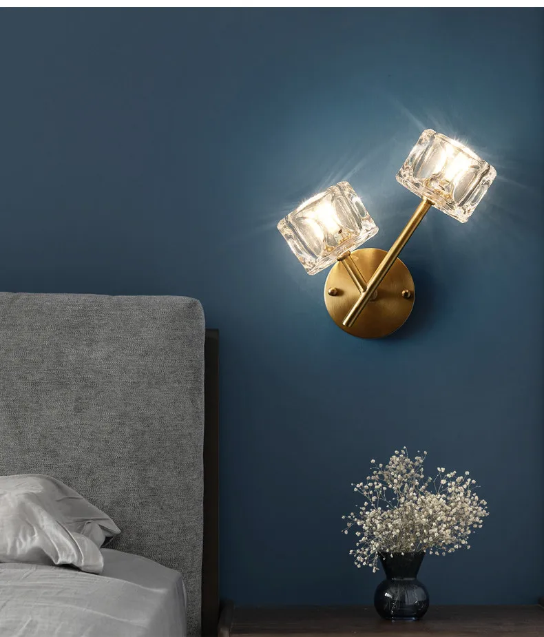 Modern Creative Personality Nordic Light Luxury Full Copper Web Celebrity Wall Lamps Hotel LED Crystal Wall Light