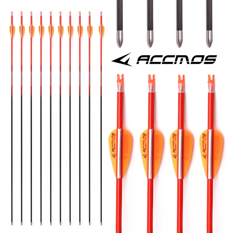 Hottest 2 Color Pure Carbon Arrow Spine 400-1000 ID 4.2mm Archery Orange /Yellow For Compound/Recuvre Bow Shoot 6