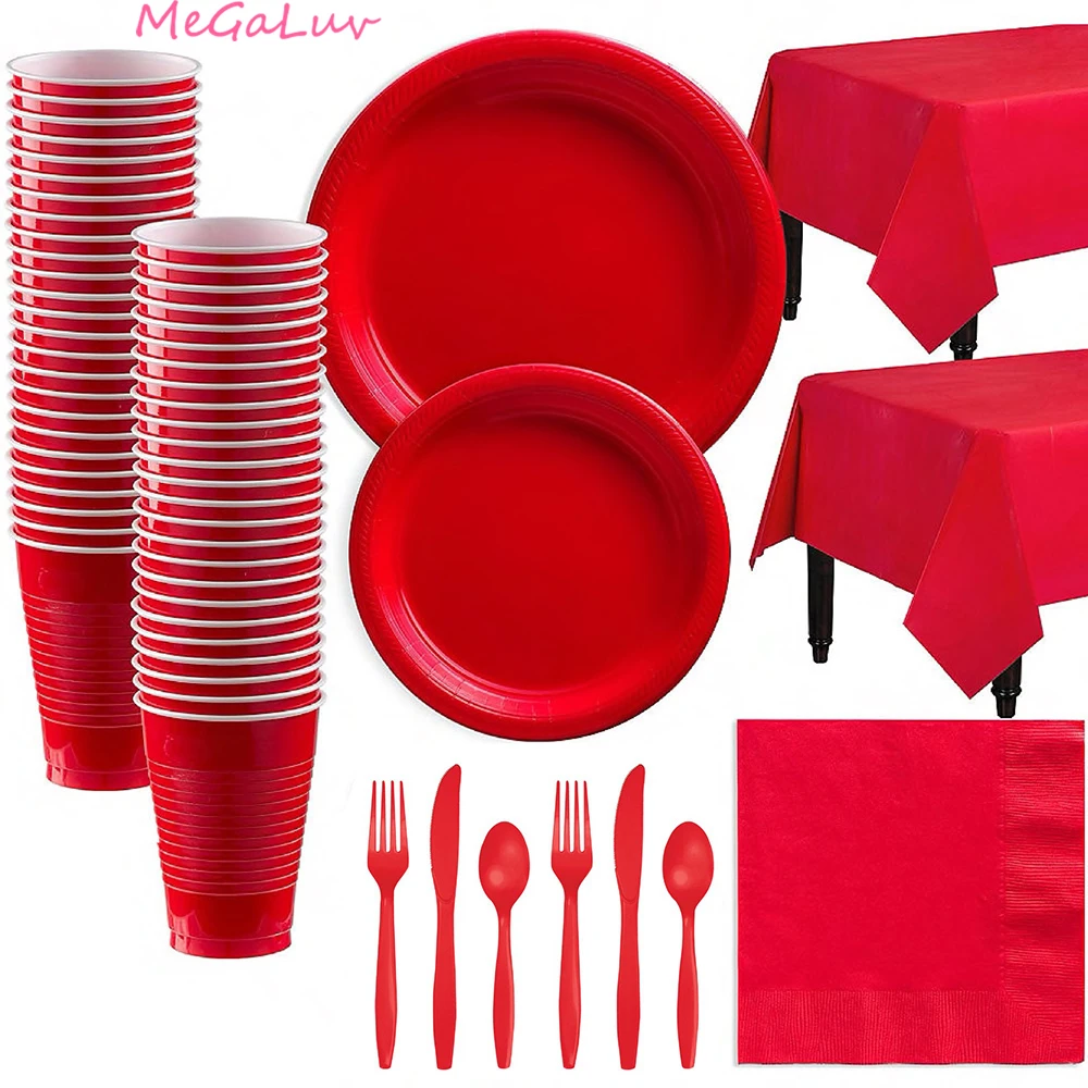 Bloeden tieners kwaliteit Red Party Wegwerp Servies Set Plastic Plaat Cup Servet Verjaardagsfeestje  Decoratie Baby Shower Kerst Bruiloft Decoratie|Wegwerpfeestservies| -  AliExpress