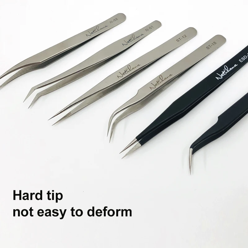 NATUHANA Anti-static Straight Eyelash Extension Tweezers Industrial Precision Curved Straight Lash Eyebrow Tweezers Makeup Tool 4