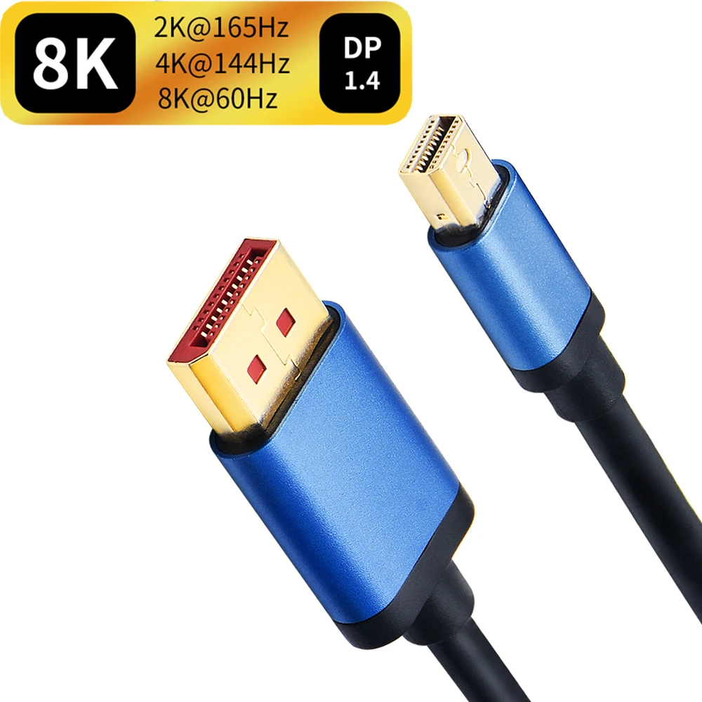 Mini Dp Cable 8k Mini Displayport To Dp 1.4 Cable 144hz 4k Dp To Mini Displayport Cable Apple Macbook Pro Air Hp Dell Monitor - Audio & Video Cables - AliExpress