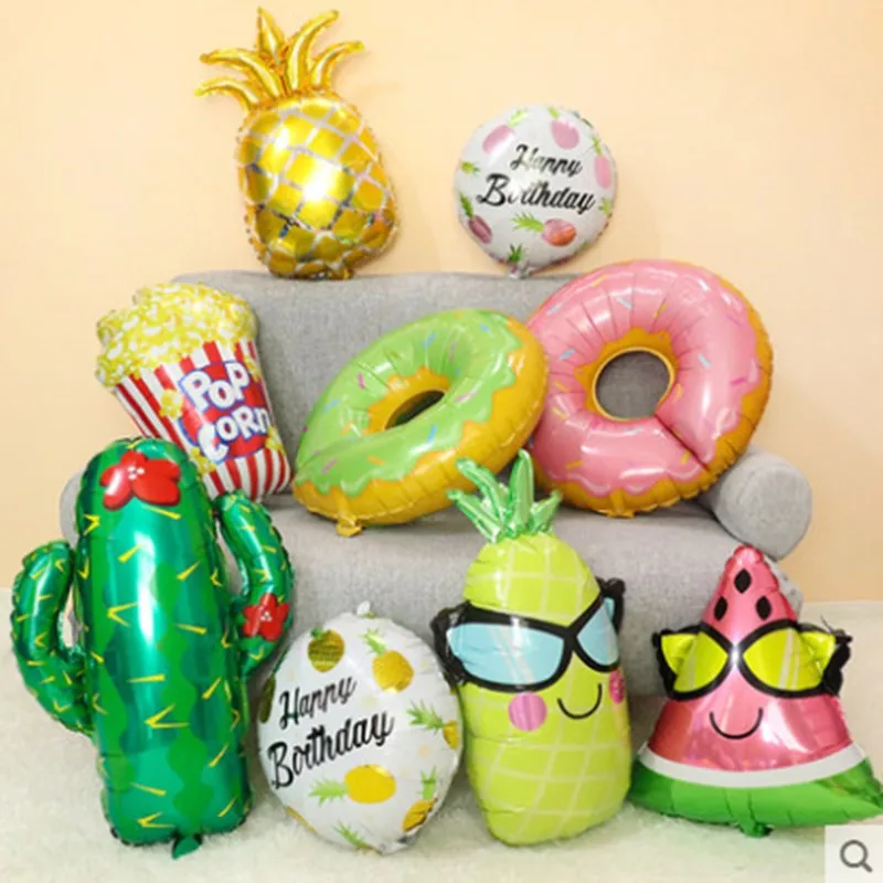 Large Flamingo Donut Sunglasses Watermelon Pineapple Balloons Birthday Summer Theme Party Fruits Helium Globos Decorative Toys