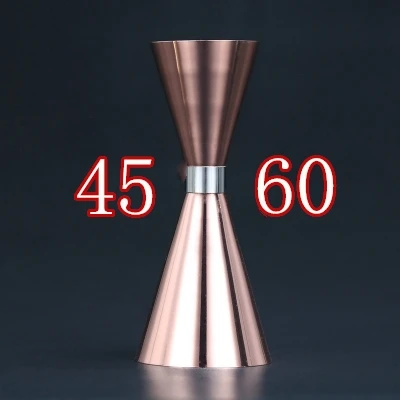 1 шт. тонкий двойной мерный стаканчик из нержавеющей стали для коктейлей, мерный стаканчик для ликера, мерная чашка для мартини, измерительный инструмент, бар - Цвет: Copper 45x60ml