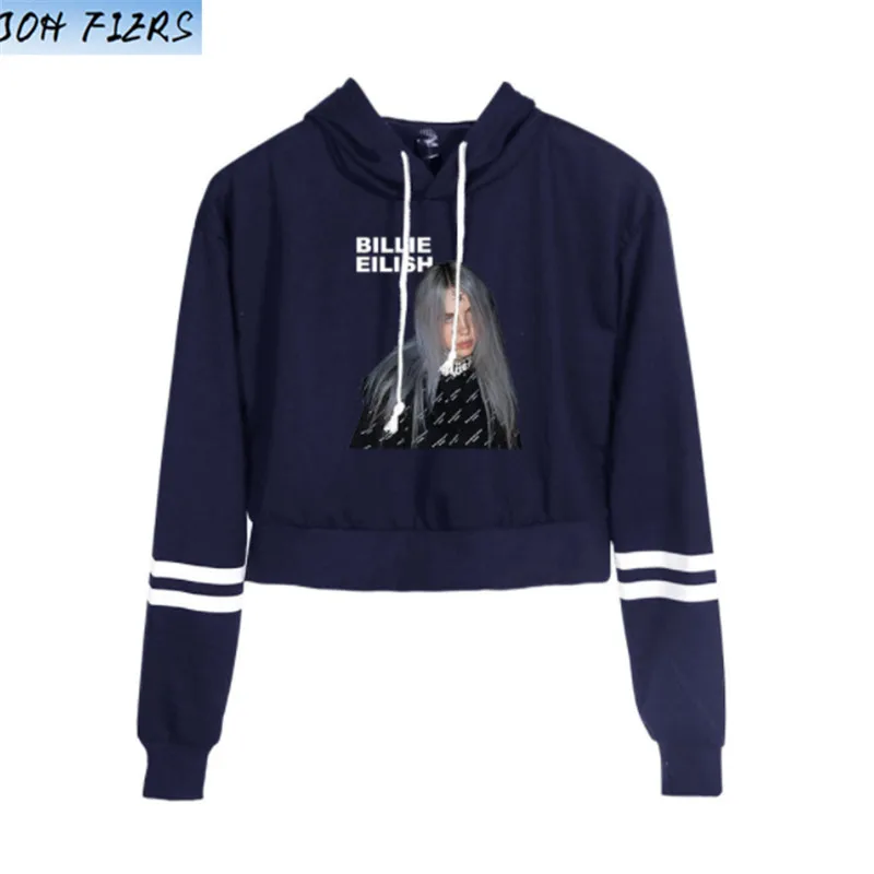 Лидер продаж Billie Eilish толстовки укороченный Топ для женщин пикантные весна осень хлопок высокое качество Billie Eilish толстовки для девочек