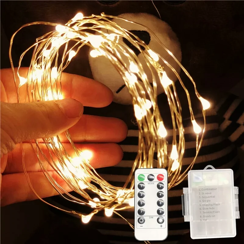 

1M 2M 3M 5M 10M Copper Wire LED String lights Holiday lighting Fairy Garland For Christmas Tree Wedding Party Decoration