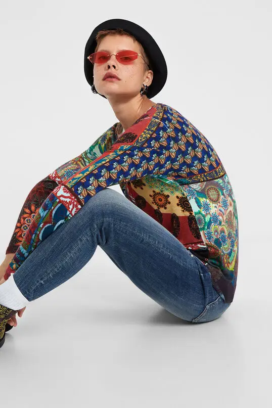 Suéter de punto con cuello en V para primavera y otoño, tejido fino, estampado, Español