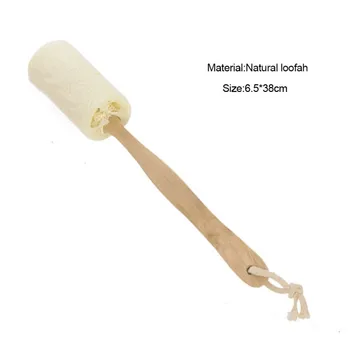 

Body Scrubber Long Wood Handle Exfoliating Natural Loofah Back Brush Shower Bath Accessory