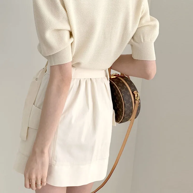 2020 Summer Short Sleeve O-Neck Pullovers Women Bubble Sleeves Korean Knitted Solid Elegant Fashion Ladies T-Shirts Tops