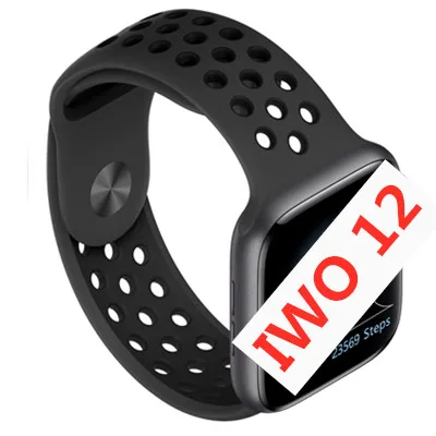 IWO 12 Plus W55 44 мм Bluetooth Смарт часы серии 5 1:1 Смарт-часы чехол для iOS Android сердечного ритма ЭКГ-шагомер обновления - Цвет: black