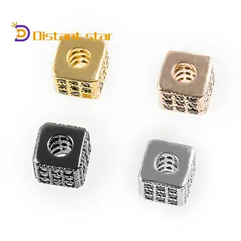

5*6mm Gold Cube Copper Cubic Zirconia Ball Diy Jewelry For Making Bracelet Necklace Accessories Finding Hole Delicate Micro Pave