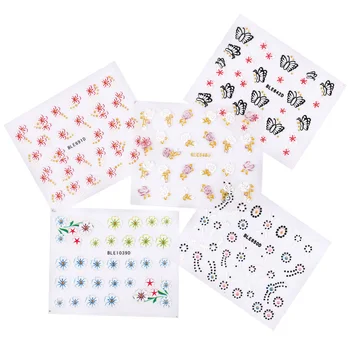 

30 pcs Nail Art Stickers Floral Patterns 3D Self-adhesive Paper Nail Decor Nail Decal Nail Tip Decor for Women Girls