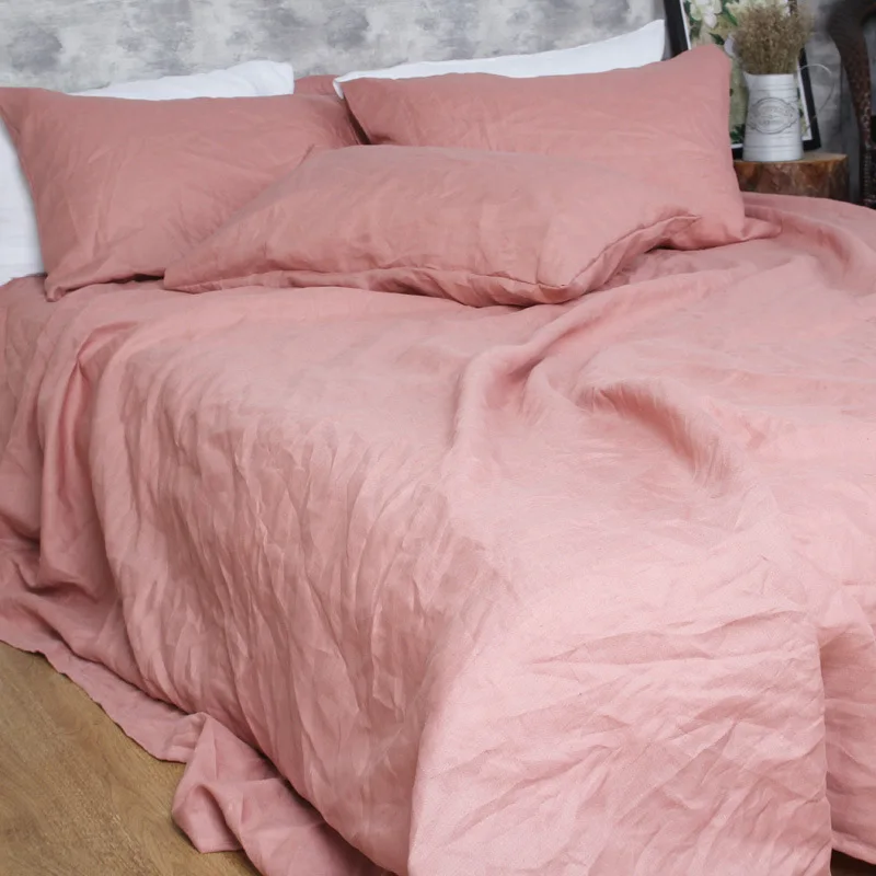 Pure Organic Flax Linen Bedding Set, Including Duvet Cover and 2 Pillow Cover, Bed Linens, Button Or Zipper Quilt Cover King 3