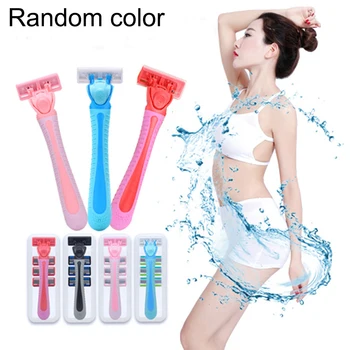 

1 Razor Handle or 4 Razor Blades Manual Shaving Women Razors Blade Shaving Hair Safety Lady Razor Head