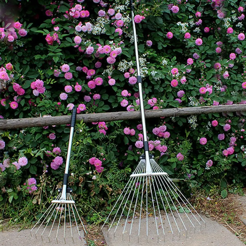 Stainless Steel Telescopic Rake Adjustable Folding Leaves Rake for Quick Clean Up of Lawn and Garden Stainless Steel Telescopic Rake Adjustable Folding Leaves Rake for Quick Clean Up of Lawn and Garden
