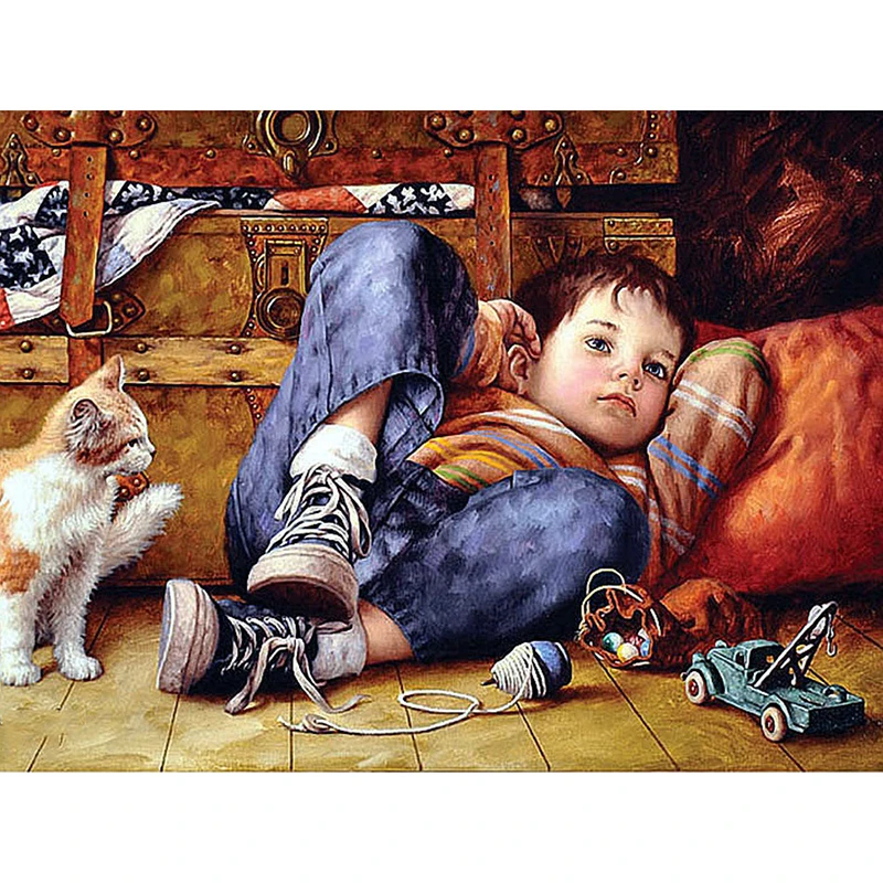 Diamond Painting Full Square New Arrival Boy Embroidery Nature Portrait Picture Of Rhinestones Home Decoration | Дом и сад
