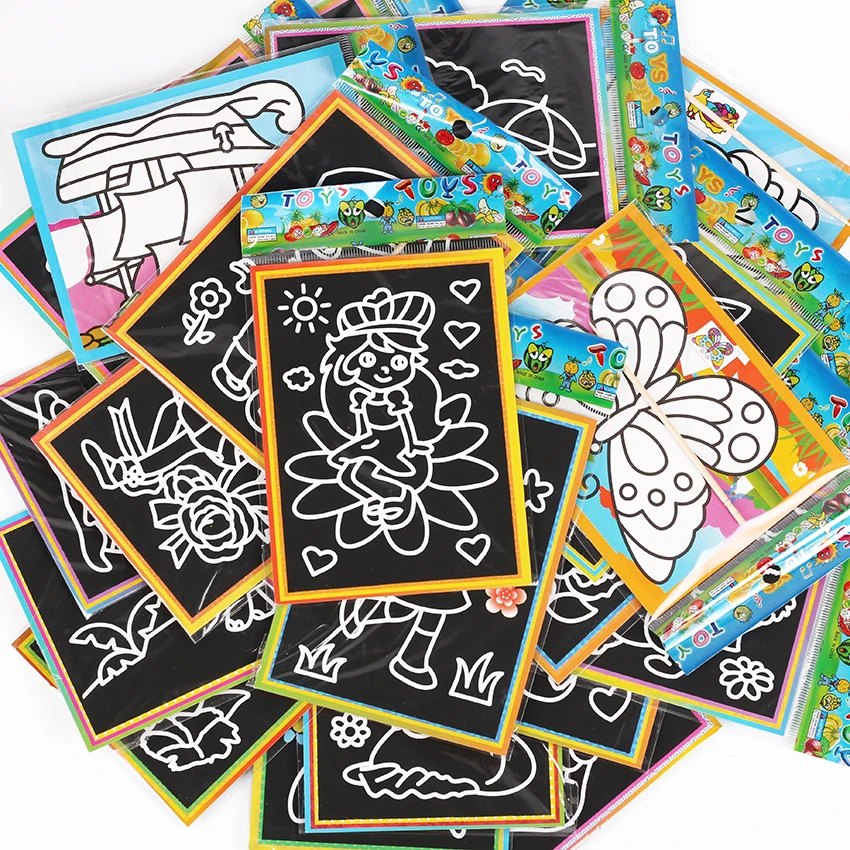 13x9.5cm Color Scratch Art Coloring Card Paper Scraping Graffiti Painting Drawing Book for Children Office Stationery Gift 6 PCS 13x9.5cm Color Scratch Art Coloring Card Paper Scraping Graffiti Painting Drawing Book for Children Office Stationery Gift 6 PCS