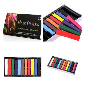 

Beauty 12 Colors Convenient Temporary Super Hair Dye Colorful Chalk Hair Color Alcohol-Free chalks for the hair giz pastel Tools