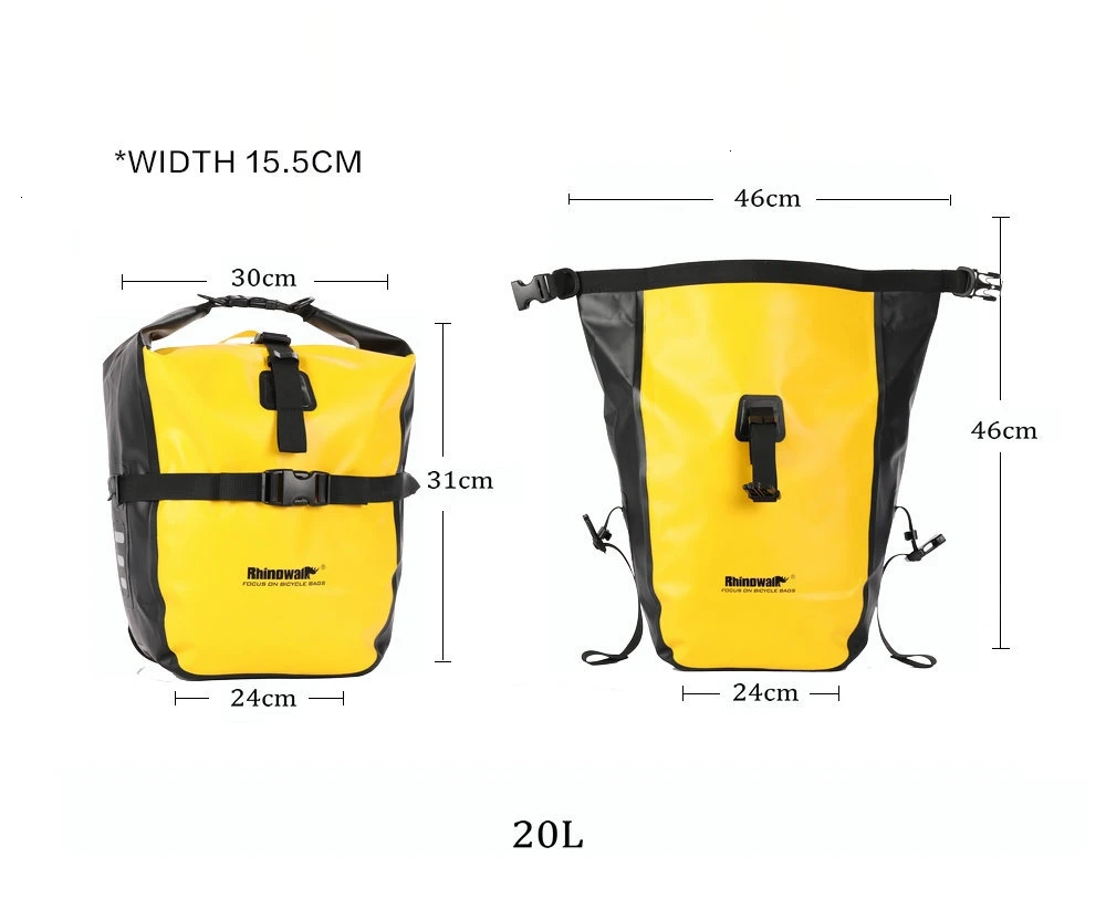 Rhinowalk, водонепроницаемая велосипедная сумка, 20л, для путешествий, на большие расстояния, для велосипеда, передняя, задняя стойка, для заднего сиденья, для багажника, аксессуары для велоспорта