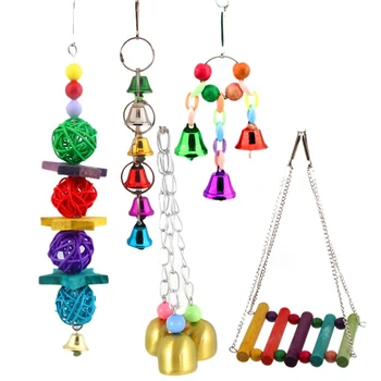 

5Pcs Pet Toy Wooden Bird Toy Accessories Cage Hanging Stand Bar for Small Birds Parakeets