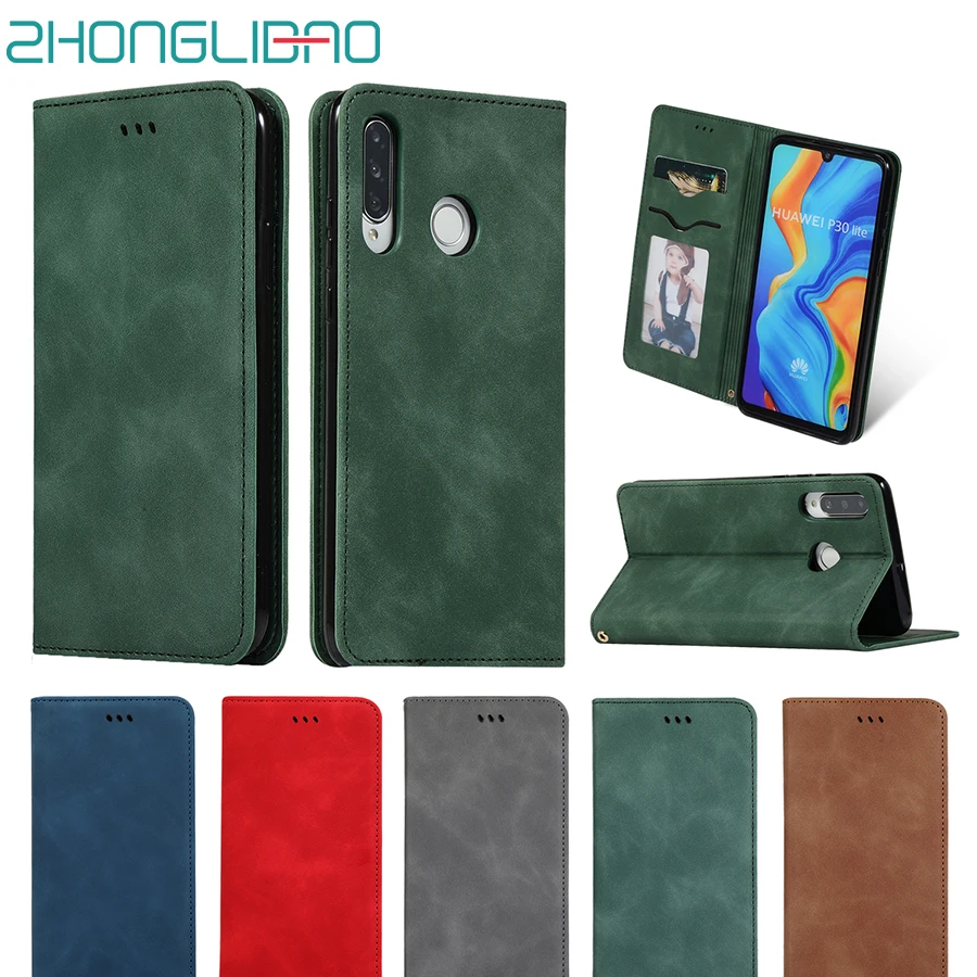 Чехол книжка для huawei p30 lite funda pro роскошный кожаный чехол кошелек с магнитной