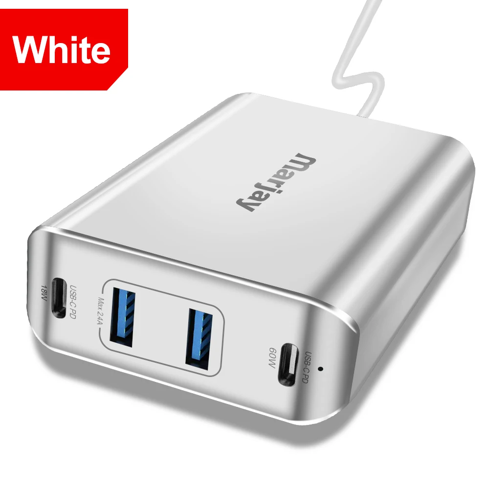 White Marjay 60 Вт PD Быстрая зарядка 3,0 USB зарядное устройство для iPhone samsung Мульти USB зарядное устройство для iPad Macbook быстрое зарядное устройство для huawei Xiaomi - Тип штекера: White