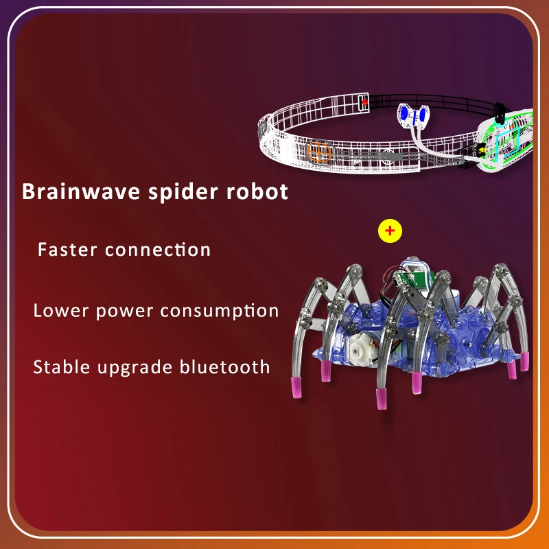 Mindyn EEG feedback spider robot kit brainwave control bluetooth 4.0 EEG headband mind STEAM training device