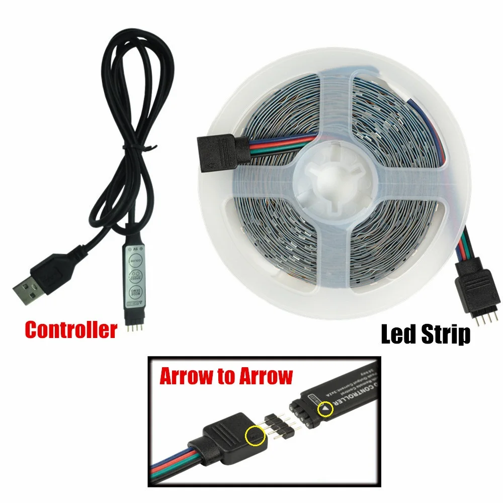 Tanie Diody na wstążce LED RGB 2835 dekoracja kabel USB SMD 3 sterowanie sklep
