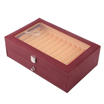 

Hot 24 Pen Fountain Wood Display Case Holder Wooden Pen Box Storage Collector Organizer Box Wine Red