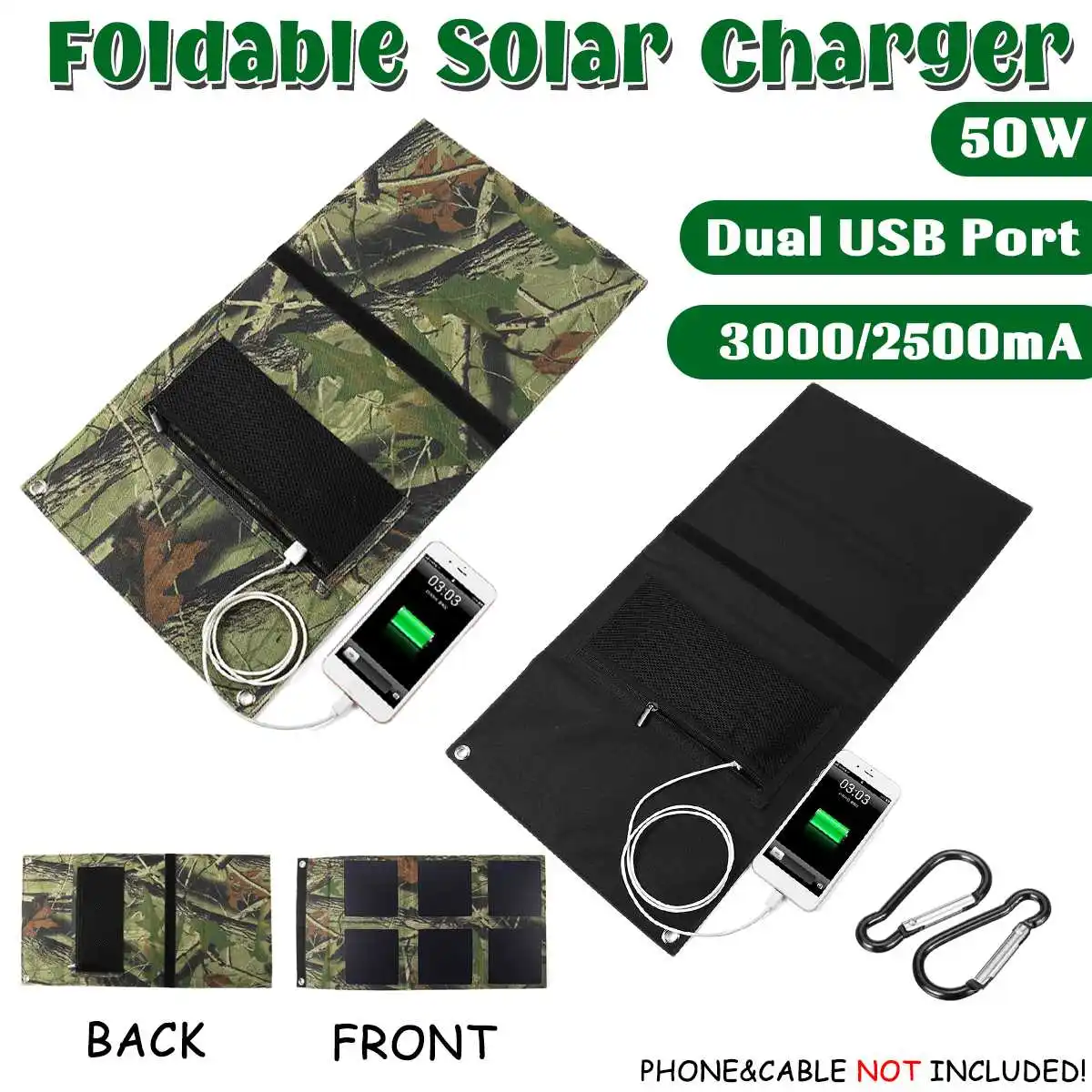 

New Design LEORY 25W 5V Foldable Solar Panel Charger Solar Power Bank Dual USB Camouflage Backpack Camping Hiking